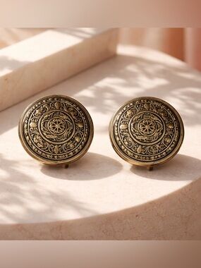 Vintage Jan Michaels San Francisco Brass Filigree Clip-On Earrings